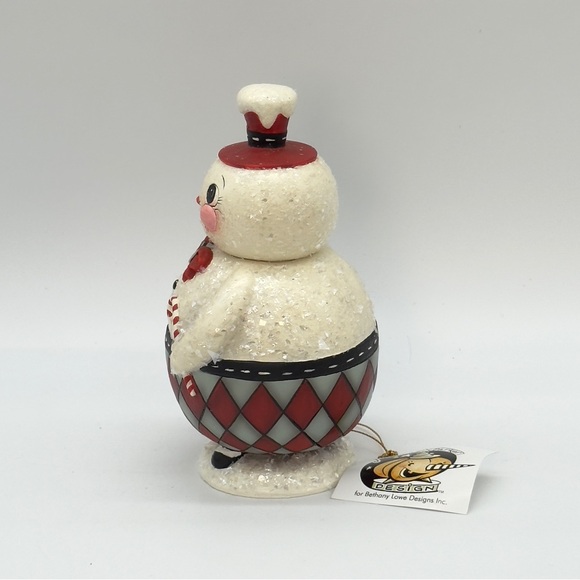 New Bethany Lowe Johanna Parker Double Candy Cane Conrad Snowman Jar Christmas - Picture 4 of 8